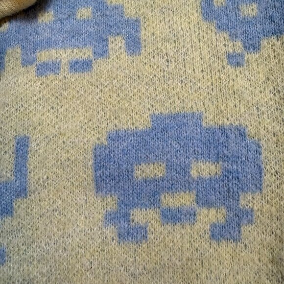 Zara x Space Invaders Taito Crop Sweater Wool Blend Retro Gaming Pullover Sz S - Picture 5 of 8